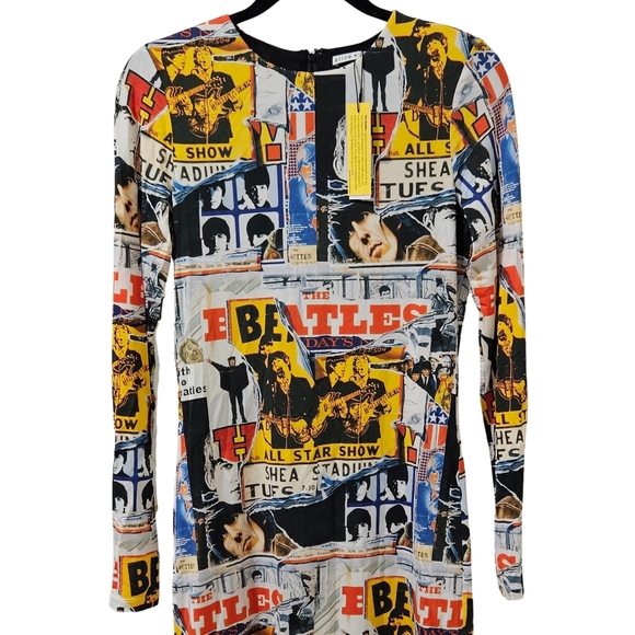 Alice + Olivia The Beatles Delora Mini Dress All Star Show 10 Long Sleeve NWT - Picture 2 of 7